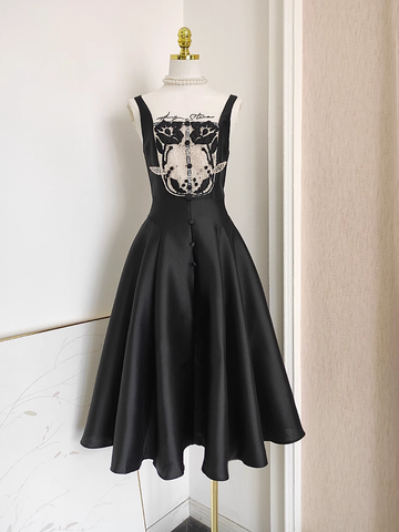 A line Spaghetti Straps Sleeveless Black Party Dress Holiday Birthday Dresses For Women SD360